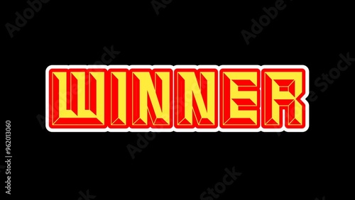 Winner word made from realistic yellow red isolated on white background. 3d illustration