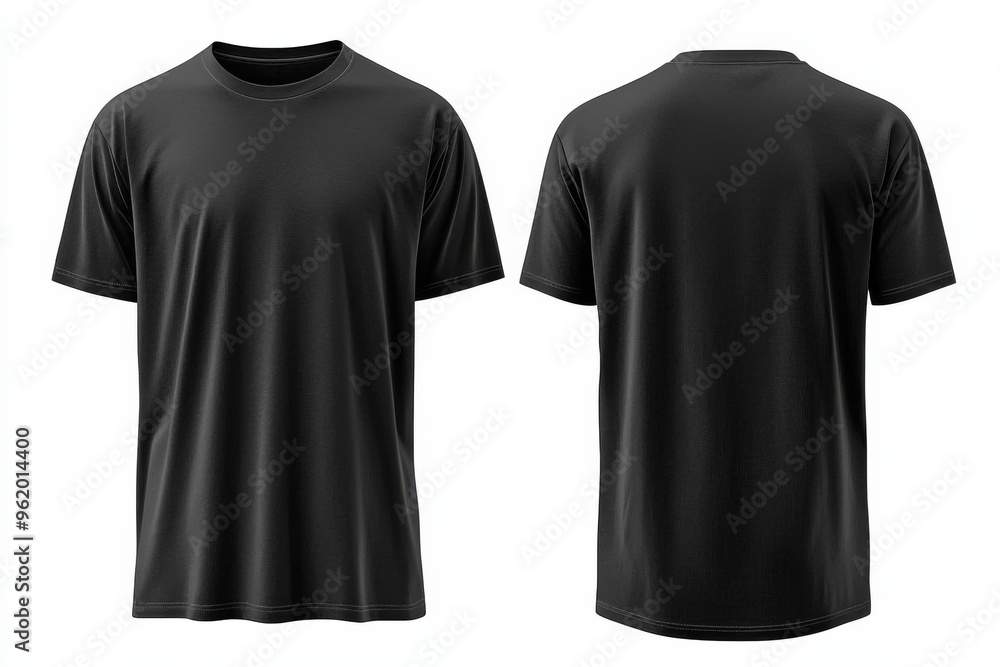 Black Tshirt Mockup Front and Back Isolated created with Generative AI