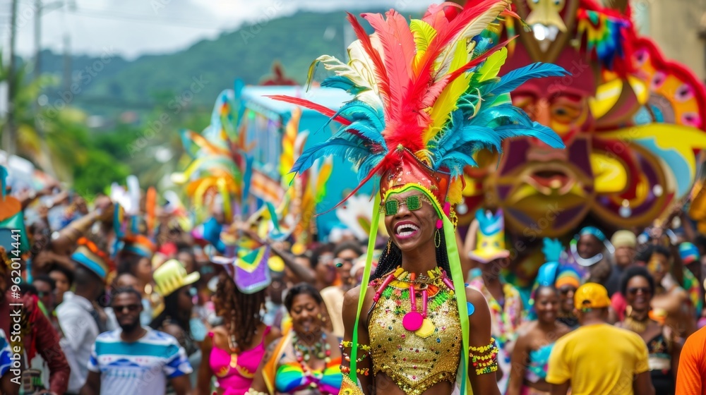 Fototapeta premium Vibrant Carnival Parade with Colorful Costumes