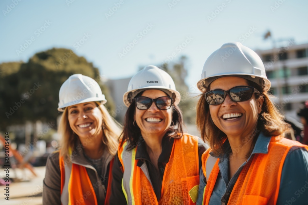 Portrait of a smiling middle aged female construction worker Portrait of a smiling middle aged female construction worker