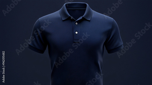 Classic Navy Blue Polo Shirt with Buttoned Collar and Short Sleeves for Casual Wear