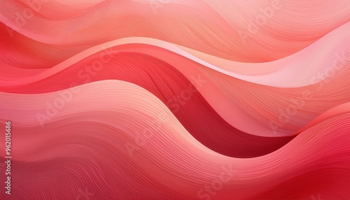 Elegant Color Gradient Abstract Background with Pink, Red, and Coral Wavy Lines, Blurred and Textured for Graphic Design, Luxury, and Template Use