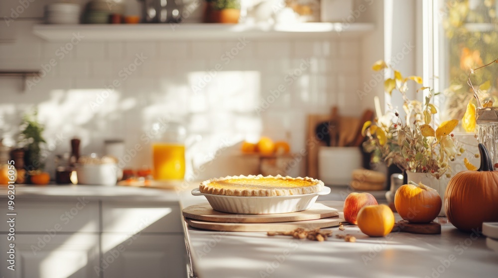 pumpking pie on a table pumpking pie on a table