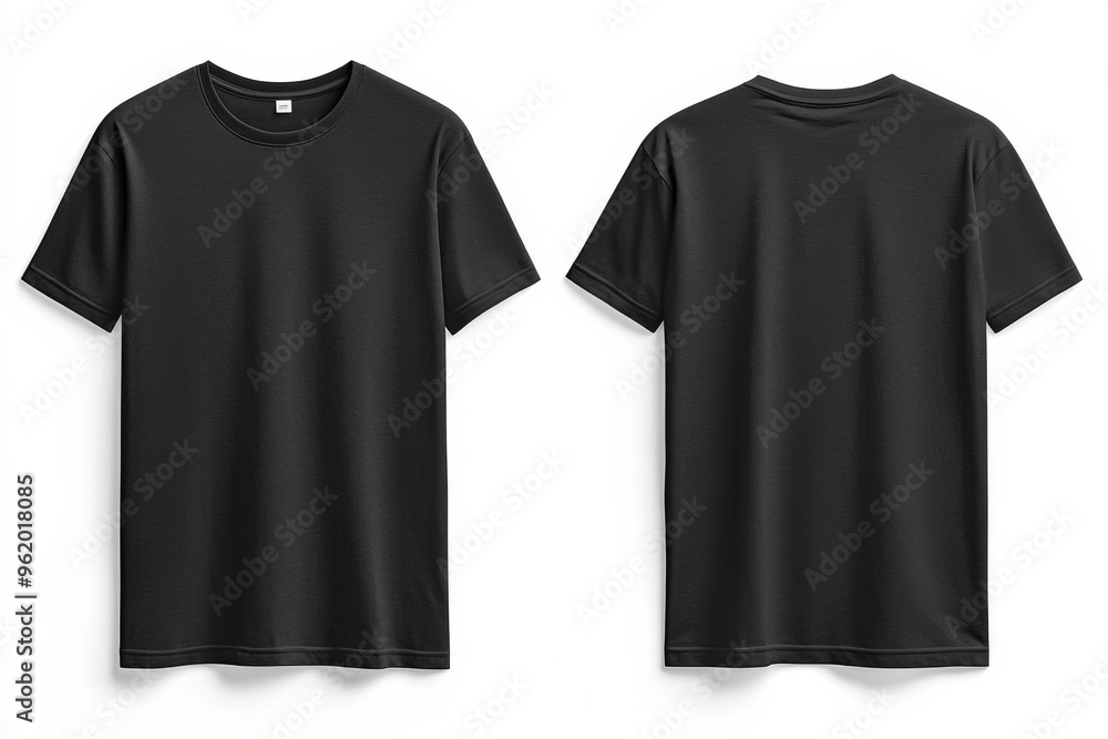 Black Tshirt Mockup Front and Back Isolated created with Generative AI Black Tshirt Mockup Front and Back Isolated created with Generative AI