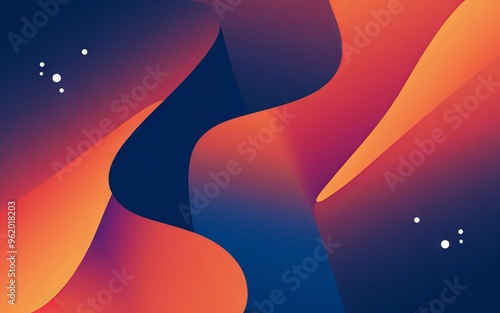 Abstract blue orange shapes. Abstract art with blue and orange flowing shapes against a dark background. photo