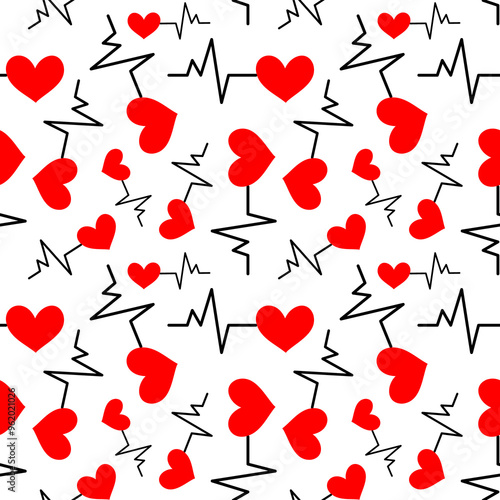 Seamless background with heartbeat symbol illustration