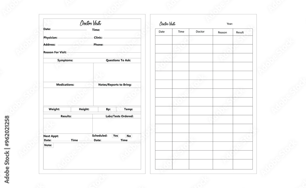 Doctor Visits Log Book Editable Doctor Visits Log Book Editable