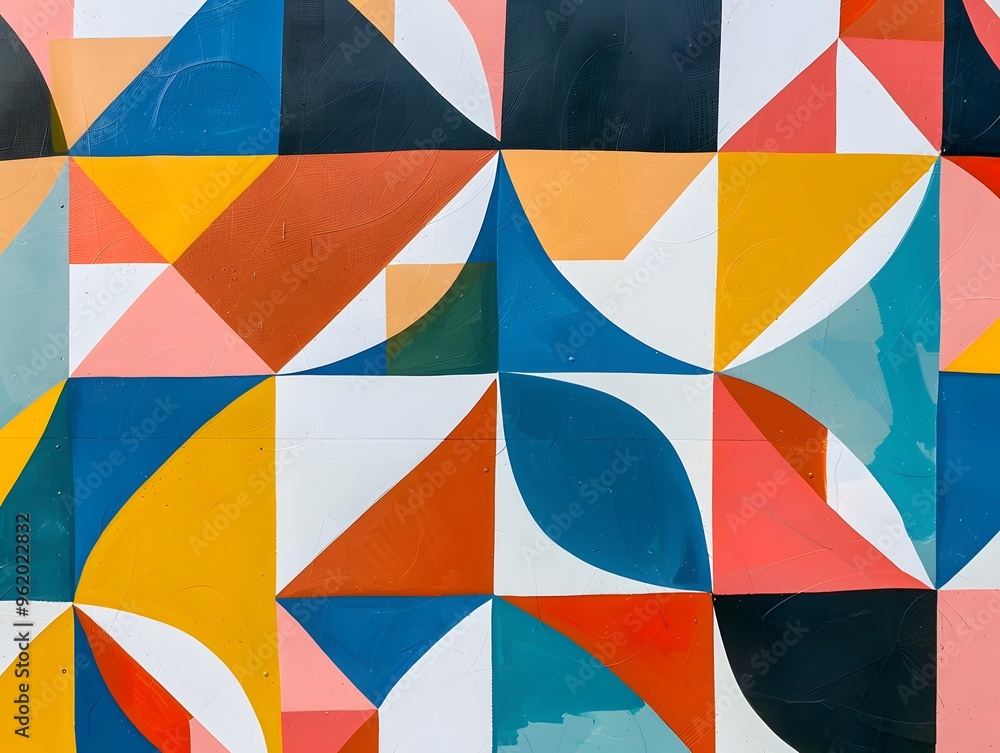 Vibrant geometric abstract composition with bold colors and dynamic shapes. Modern artistic concept Vibrant geometric abstract composition with bold colors and dynamic shapes. Modern artistic concept