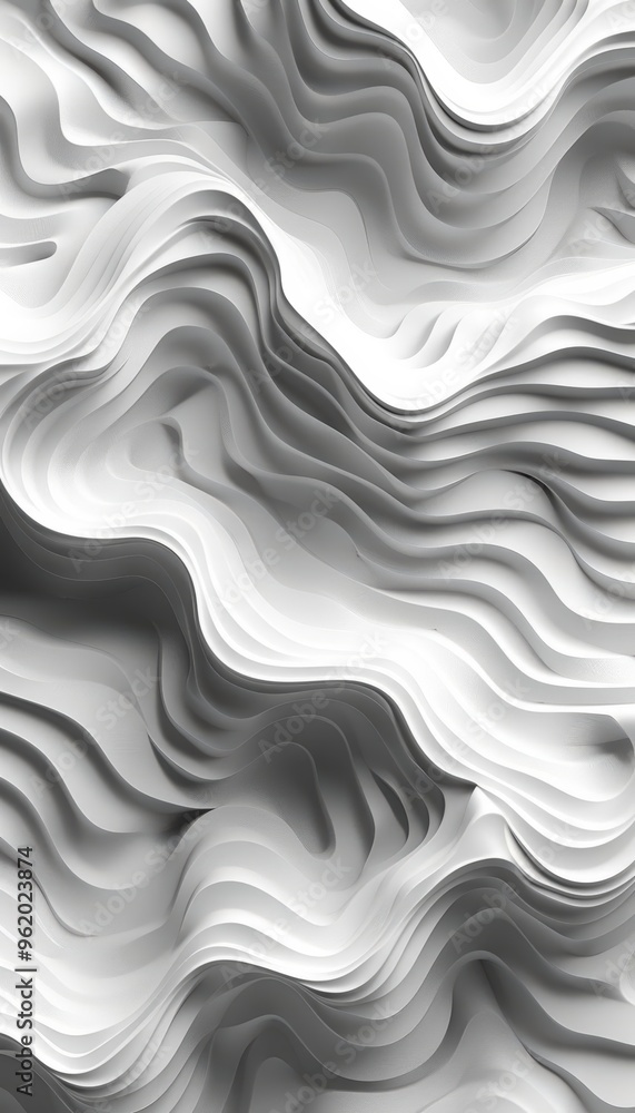 Mesmerizing Monochromatic Geometric 3D Waves Flowing Gracefully in a Digital Realm Mesmerizing Monochromatic Geometric 3D Waves Flowing Gracefully in a Digital Realm