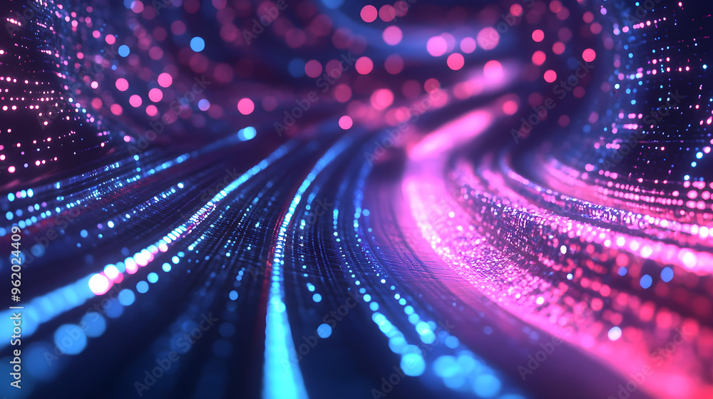 Innovative Data Flow with Neon Sign and Futuristic Pathways Innovative Data Flow with Neon Sign and Futuristic Pathways