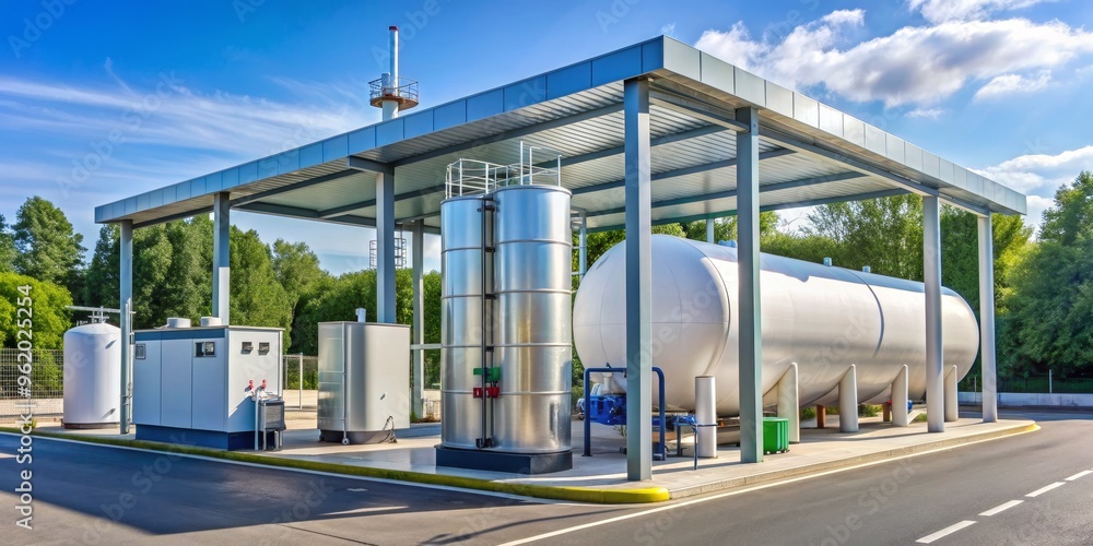 Industrial Storage Tanks under Canopy, Metal, Industrial, Storage Industrial Storage Tanks under Canopy, Metal, Industrial, Storage