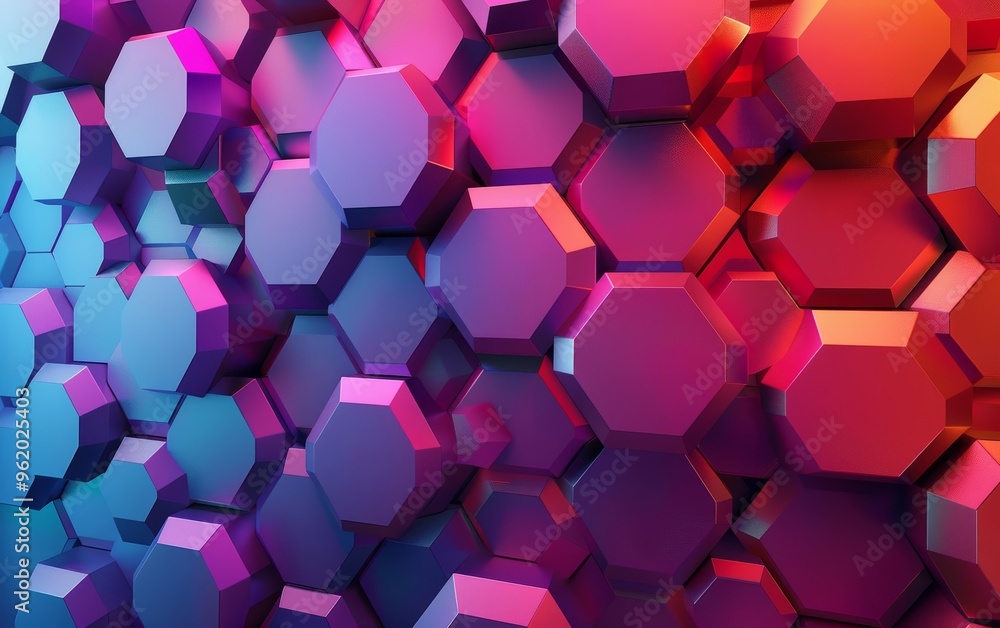 Vibrant Layered 3D Hexagons Creating a Gradient Effect in a Futuristic Digital Space Vibrant Layered 3D Hexagons Creating a Gradient Effect in a Futuristic Digital Space