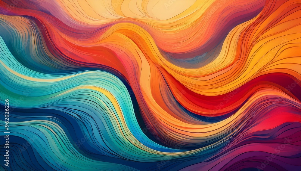 Vibrant Colorful Waves With Dynamic Patterns and Abstract Texture, Creative Artistic Background, Color Gradient Design, Ocean Wave Inspired Art Vibrant Colorful Waves With Dynamic Patterns and Abstract Texture, Creative Artistic Background, Color Gradient Design, Ocean Wave Inspired Art