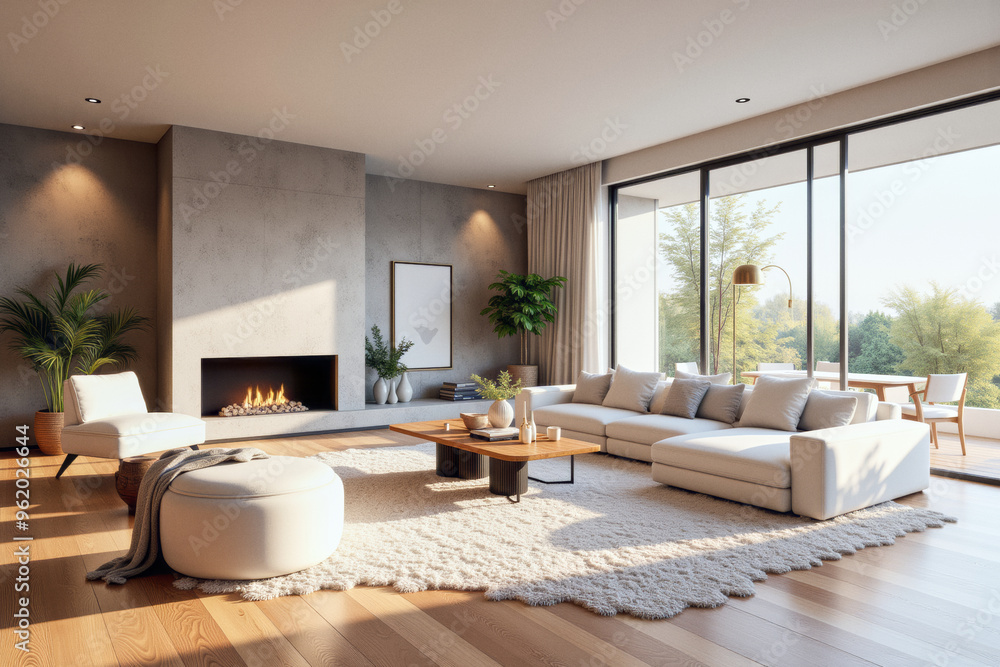 Fototapeta premium photo of a modern living room with designer interior and furniture, luxury interior architecture design idea