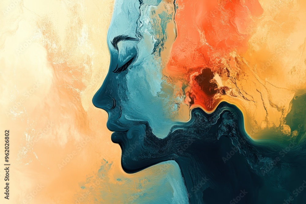 Abstract Portrait of a Woman's Profile with Swirling Colors Abstract Portrait of a Woman's Profile with Swirling Colors