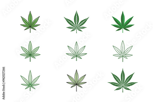 marijuana green vector set art illustration on white background