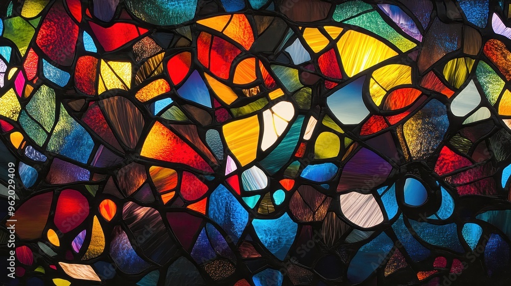 Vibrant Chaos - Stained Glass-Inspired Modern Abstract Artwork Vibrant Chaos - Stained Glass-Inspired Modern Abstract Artwork