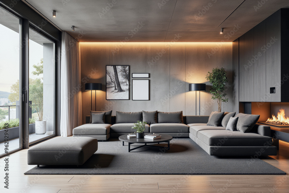 photo of a modern living room with designer interior and furniture, luxury interior architecture design idea photo of a modern living room with designer interior and furniture, luxury interior architecture design idea