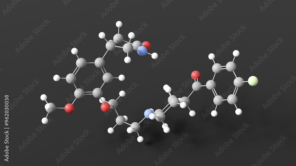 lidanserin molecule 3d, molecular structure, ball and stick model, structural chemical formula 5-ht2a antagonists lidanserin molecule 3d, molecular structure, ball and stick model, structural chemical formula 5-ht2a antagonists