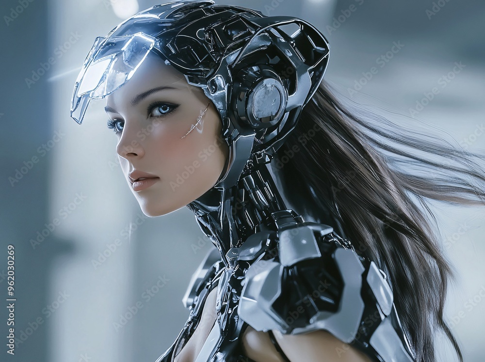 A futuristic humanoid robot with intricate wiring and glowing blue features engages in advanced technology development A futuristic humanoid robot with intricate wiring and glowing blue features engages in advanced technology development