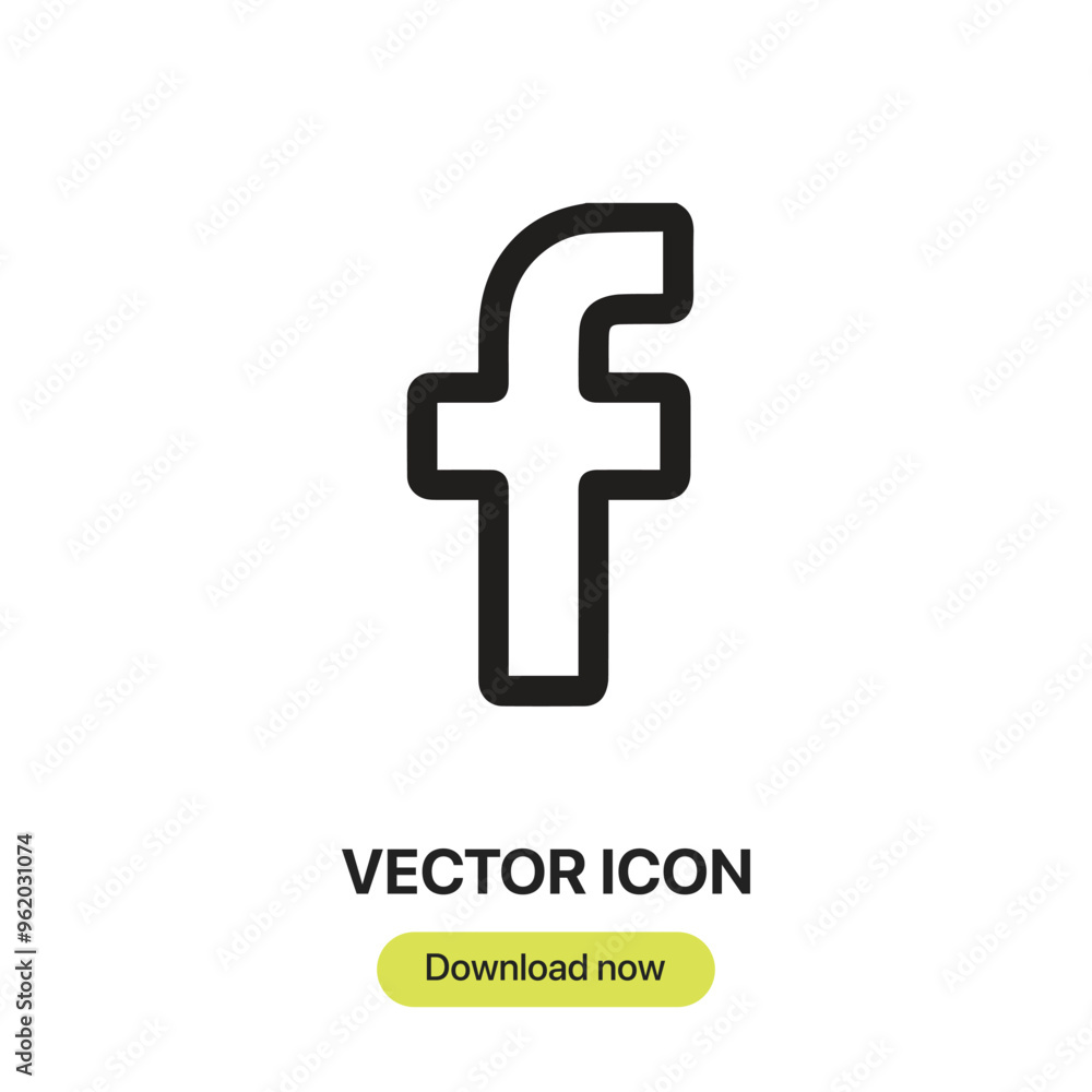 Facebook icon vector. Linear-style sign for mobile concept and web design. Facebook symbol illustration. Pixel vector graphics - Vector.
Facebook icon vector. Linear-style sign for mobile concept and web design. Facebook symbol illustration. Pixel vector graphics - Vector.