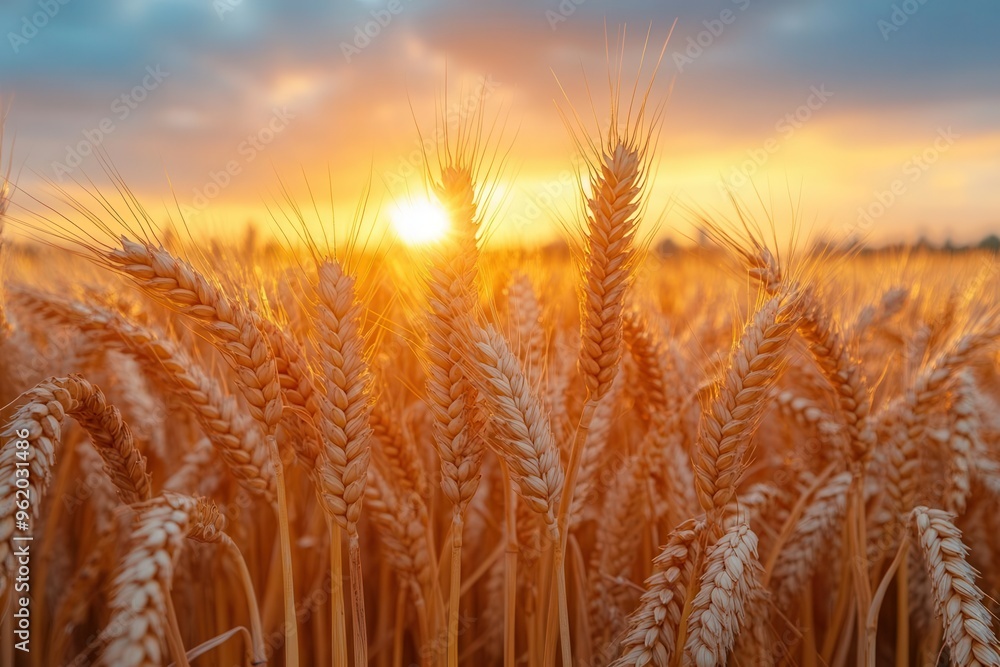 breathtaking sunrise over golden wheat field warm light bathes the landscape symbolizing hope and new beginnings vibrant colors and lens flare create an inspiring uplifting atmosphere breathtaking sunrise over golden wheat field warm light bathes the landscape symbolizing hope and new beginnings vibrant colors and lens flare create an inspiring uplifting atmosphere