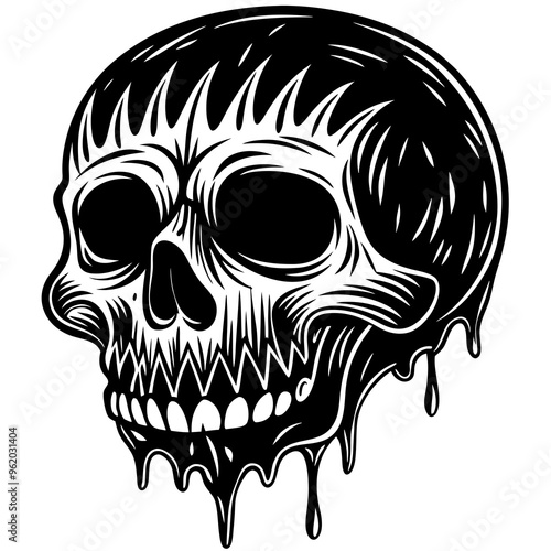 skull and crossbones  VECTOR, skull-that-is-melting-black--vector