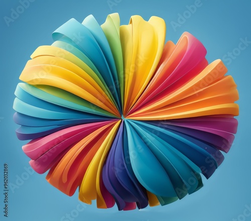 A dynamic and vibrant abstract swirl featuring a spectrum of colors against a blue background. The swirling pattern creates a sense of motion and energy, making it a captivating visual for art, design