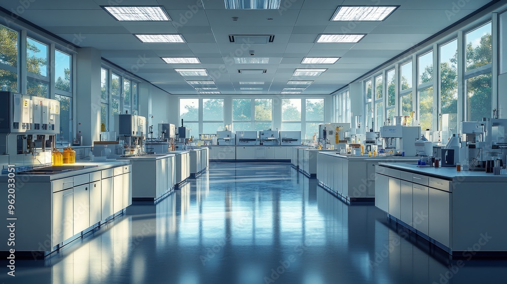 Modern Lab Interior: A Clean and Sterile Environment Modern Lab Interior: A Clean and Sterile Environment