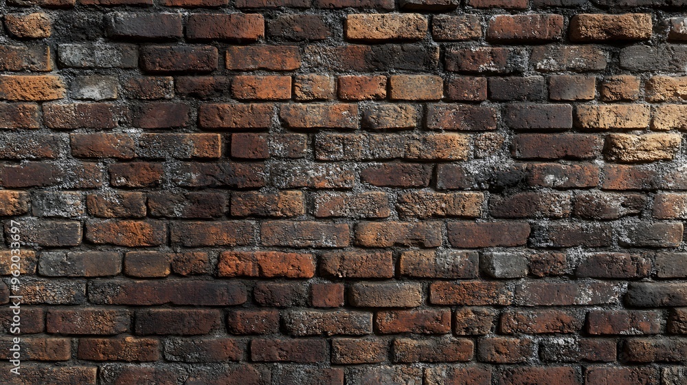Fototapeta premium 117. Textured, rough brick wall with varied tones