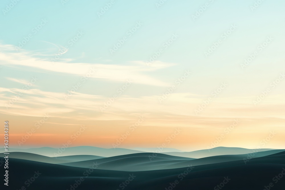 Fototapeta premium A Misty Sunset Over Rolling Hills