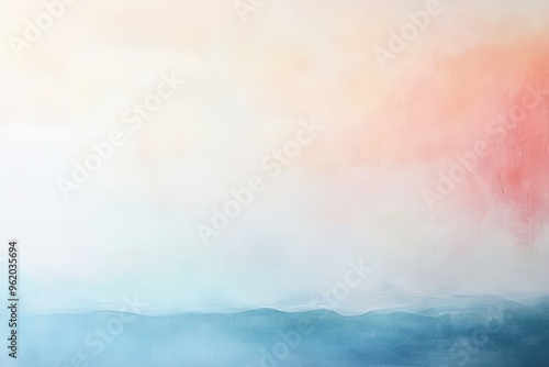 Abstract Watercolor Landscape with Blue and Pink Hues