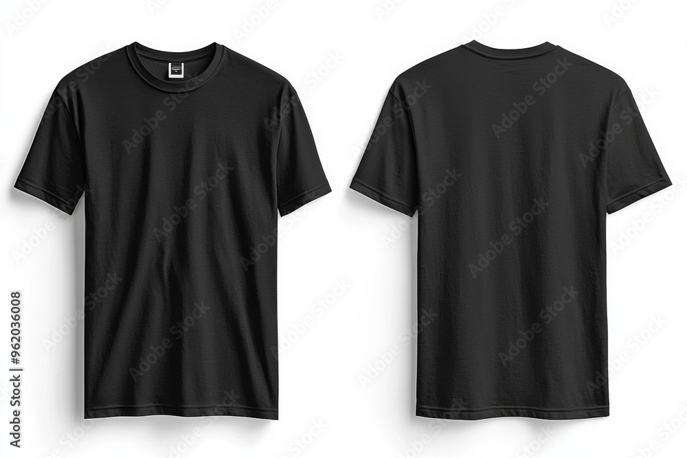Black Tshirt Mockup Front and Back Isolated created with Generative AI Black Tshirt Mockup Front and Back Isolated created with Generative AI
