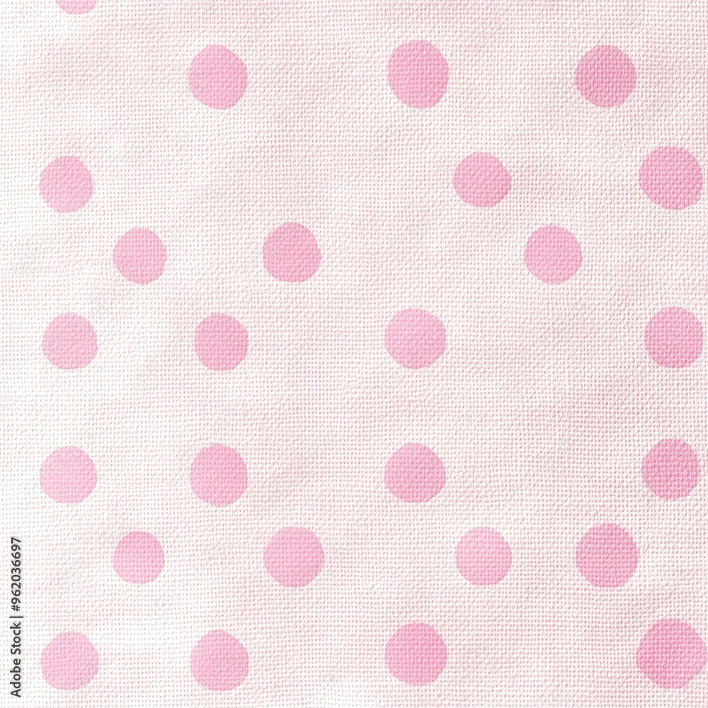Pink Polka Dot Pattern on White Fabric Pink Polka Dot Pattern on White Fabric