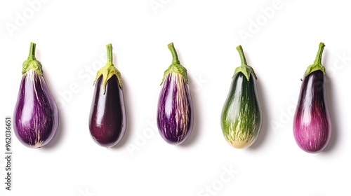 Wallpaper Mural Fresh Eggplants Isolated on White Background in High-Resolution Studio Shots with Clipping Path and Professional Color Grading Torontodigital.ca