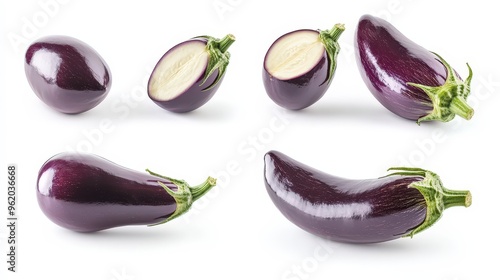 Vibrant Eggplants Collection - High-Resolution Isolated Images with Clipping Paths for Design Projects