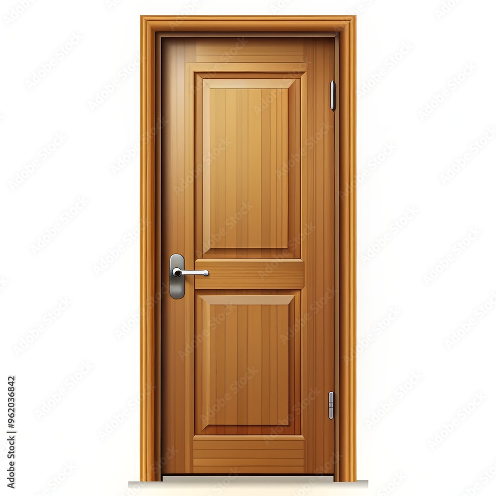 Wooden Door with Handle and Two Panels, Vector Illustration, Wood Door, Doorway, Entrance ,door, wood Wooden Door with Handle and Two Panels, Vector Illustration, Wood Door, Doorway, Entrance ,door, wood