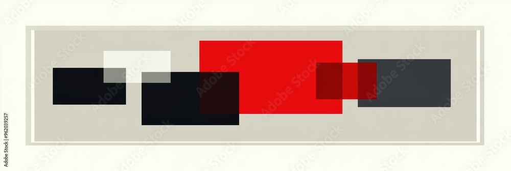 Fototapeta premium Abstract Composition with Red, Black, and Gray Shapes