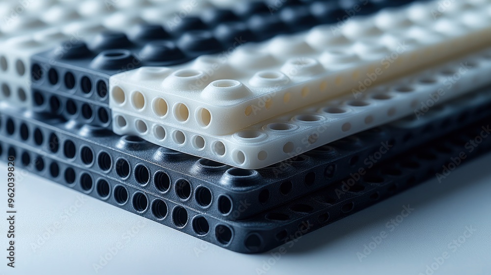 Stacked Plastic Panels with Circular Holes Stacked Plastic Panels with Circular Holes