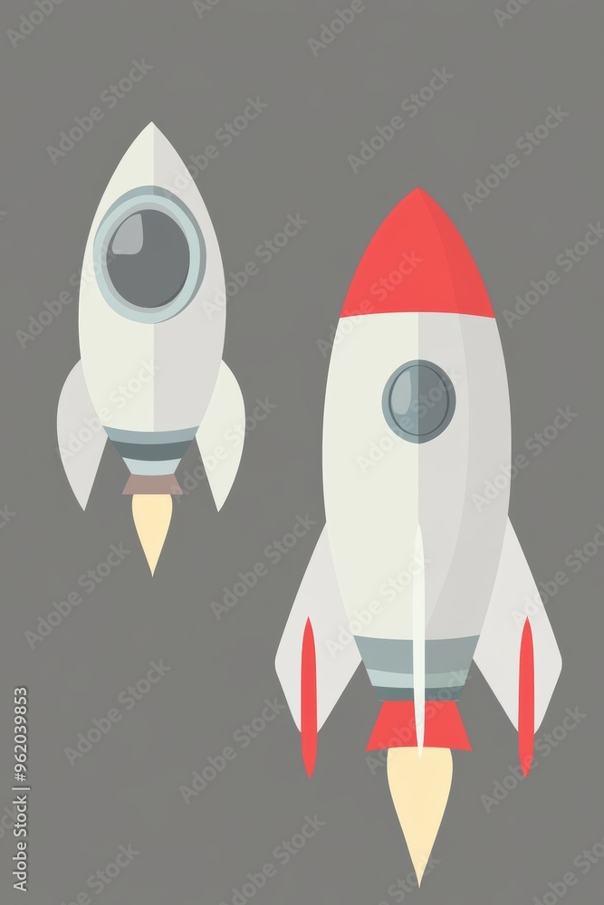 Minimalist Rockets on Gray Background Minimalist Rockets on Gray Background