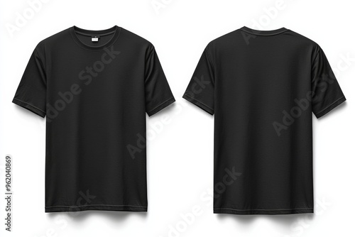 Black Tshirt Mockup Front and Back Isolated created with Generative AI