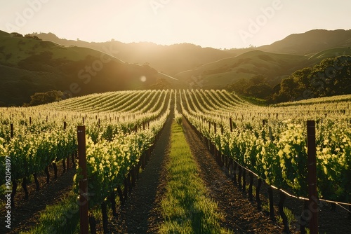 Wallpaper Mural Sunlit vineyard in lush rolling hills Torontodigital.ca