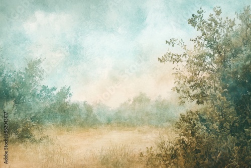 Abstract Landscape with Trees and a Golden Field