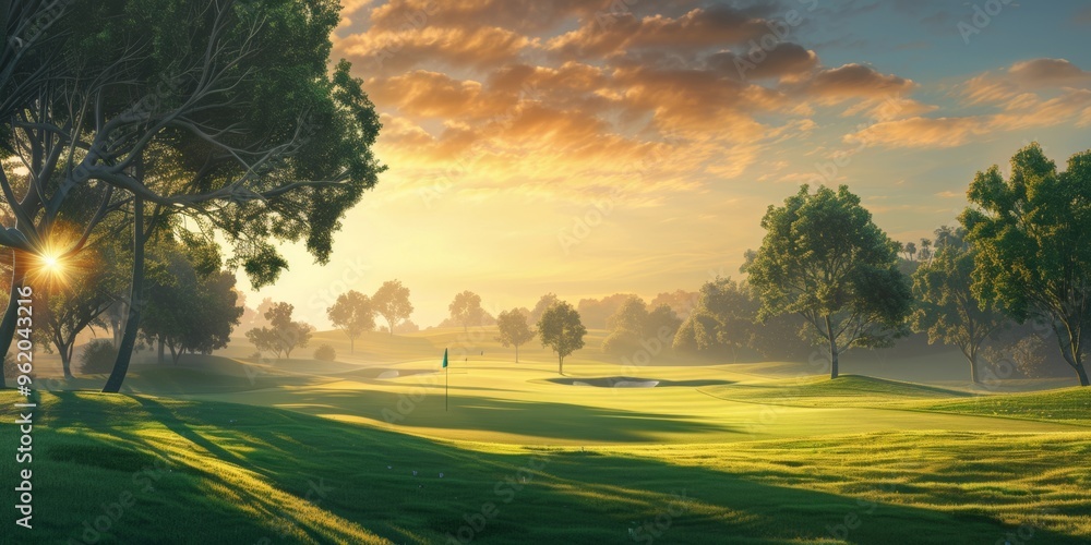 olf course landscape with artificial lake olf course landscape with artificial lake