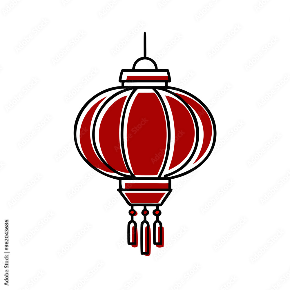 Fototapeta premium Traditional red Chinese lantern, symbolizing celebration and cultural festivities 