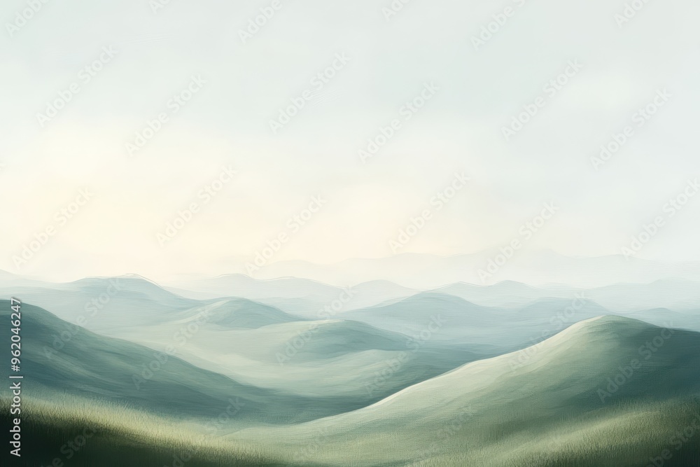 Abstract Painting of Rolling Hills with Fog Abstract Painting of Rolling Hills with Fog