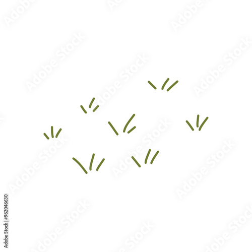 Cute hand drawn grass, cartoon flat vector illustration isolated on white background. Naive and childish style greens. Nature element.