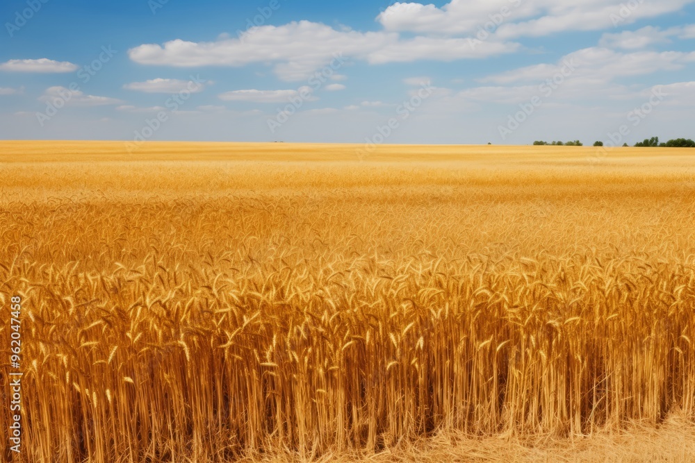 Golden Wheat Field Under Clear Blue Sky Golden Wheat Field Under Clear Blue Sky