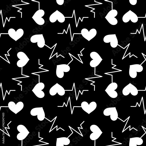 Seamless background with heartbeat symbol illustration