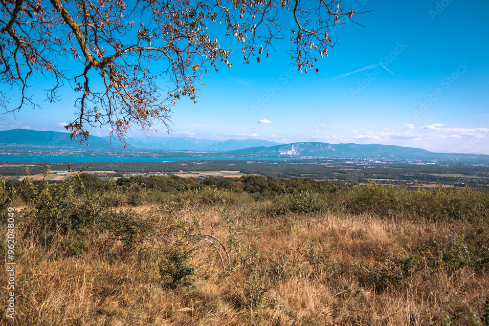 Vue sur le Mont-Blanc et les Alpes et le lac Léman depuis le mont Mourex Vue sur le Mont-Blanc et les Alpes et le lac Léman depuis le mont Mourex